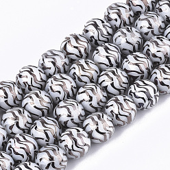 Black Electroplate Glass Beads Strands, Round, Black, 10x9.5mm, Hole: 1.2mm, about 30pcs/strand, 11.2 inch
