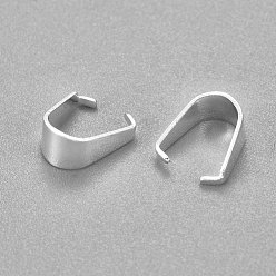 Silver 201 Stainless Steel Snap on Bails, Silver, 8x7.5x4mm