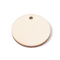 BurlyWood Unfinished Natural Poplar Wood Pendants, Undyed, Flat Round, BurlyWood, 29.5x2.5mm, Hole: 2.5mm