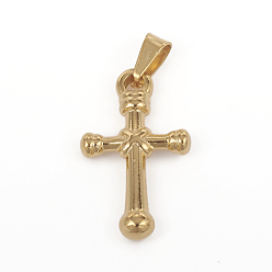 Golden 304 Stainless Steel Pendants, Cross, for Jewelry Making, Golden, 22x13x3.5mm, Hole: 4x3mm
