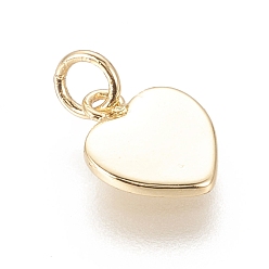 Real 18K Gold Plated Brass Charms, with Jump Ring, Long-Lasting Plated, Heart, Real 18K Gold Plated, 12x9.5x1.5mm, Hole: 3mm