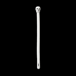 White TPR Stress Toy, Funny Fidget Sensory Toy, for Stress Anxiety Relief, Strip/Imitation Noodle Elastic Wristband, Halloween Skull, White, 182x7mm