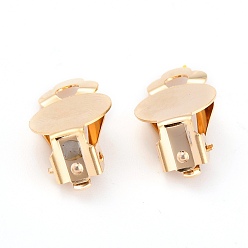 Golden 304 Stainless Steel Clip-on Earring Setting, with Round Flat Pad, Flat Round, Golden, 19.5x12x8.5mm, Hole: 3.3mm, Tray: 12mm