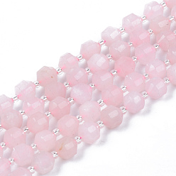 Cuarzo Rosa Natural aumentó de perlas de cuarzo hebras, rondo, facetados, 7~8x8 mm, agujero: 1.2 mm, sobre 36~38 unidades / cadena, 15.16 pulgada (38.5 cm)