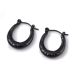 Electrophoresis Black 304 овальные серьги-кольца из нержавеющей стали для женщин, электрофорез черный, 21.5x17.5x3.5 мм, штифты : 0.5 мм