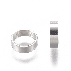 Color de Acero Inoxidable 201 de acero inoxidable perlas espaciadoras, anillo, color acero inoxidable, 6x2 mm, agujero: 5 mm