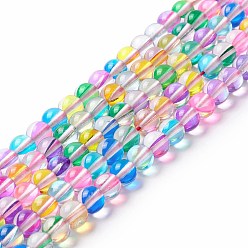 Colorful Synthetic Moonstone Beads Strands, Round, Colorful, 6mm, Hole: 0.8mm, about 63pcs/strand, 14.57''~15.55''(37~39.5cm)
