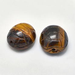 Tiger Eye Natural Tiger Eye Beads, Turtle Shell, 24x21x12mm, Hole: 2mm