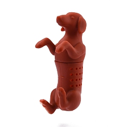 Brun Saddle Infuseur à thé en silicone, passoire à thé animal créatif chien, pour les amateurs de thé, selle marron, 39x49x107.8mm, diamètre intérieur: 26 mm