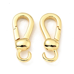 Real 18K Gold Plated Brass Spring Gate Rings, Teardrop, Cadmium Free & Lead Free, Long-Lasting Plated, Real 18K Gold Plated, 22x9x4mm, Hole: 3.2mm