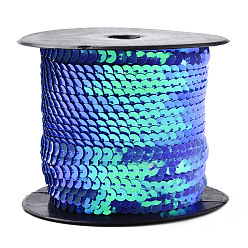 Azul Royal Rollos de cadena de lentejuelas / paillette de plástico, color de ab, azul real, 6 mm