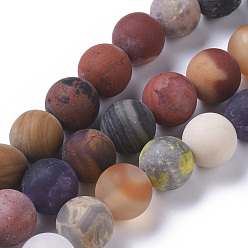 Mixed Stone Natural Mixed Gemstone Beads Strands, Frosted, Round, 10mm, Hole: 0.8mm, about 38pcs/strand, 15.16 inch(38.5cm)