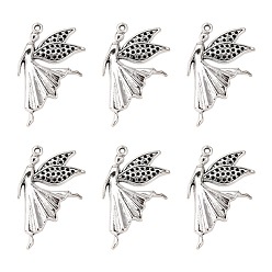 Antique Silver Tibetan Style Alloy Pendants, Halloween, Lead Free and Cadmium Free, Fairy, Antique Silver, 40x25.5x3mm, Hole: 3mm