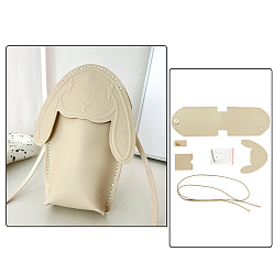 Beige Kits de fabrication de sacs de téléphone en cuir pu, lapin, bricolage, beige, 18.5x14x5.5 cm