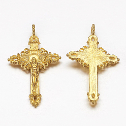 Oro Colgantes de la aleación, sin plomo y cadmio, Pascua, crucifijo cruz encantos, dorado, 50x28x3 mm