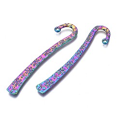 Rainbow Color Rainbow Color Alloy Bookmark Findings, Hook Bookmark Findings with Hole, Cadmium Free & Nickel Free & Lead Free, 63x14x2mm, Hole: 1.6mm