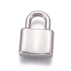 Stainless Steel Color 304 Stainless Steel Pendants, Padlock, Stainless Steel Color, 22x15x4mm, Hole: 8x7mm