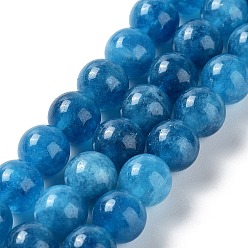 AceroAzul Teñido natural malasia jade perlas hebras, rondo, acero azul, 8 mm, agujero: 1.2 mm, sobre 23 unidades / cadena, 7.28 pulgada (18.5 cm)