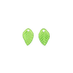 Lime Vert Charmes acrylique transparent, feuille, lime green, 13.5x8.5x2mm, Trou: 1.6mm