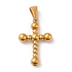 Golden Vacuum Plating 304 Stainless Steel Pendants, Long-Lasting Plated, Cross Charm, Golden, 33x22.5x6mm, Hole: 9x4.5mm