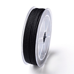 Black Braided Nylon Threads, Mambo Thread, for Jewelry Making, Black, 1.5mm, about 19.68 yards(18m)/roll