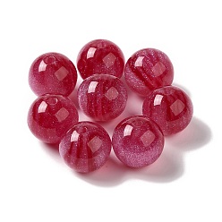 Dark Red Resin Glitter Beads, Round Beads, Dark Red, 15.5~16x15mm, Hole: 2.8mm