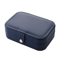 Prussian Blue PU Leather Jewelry Boxes, Portable Jewelry Storage Case, for Ring Earrings Necklace, Rectangle, Prussian Blue, 16x11.6x5.8cm