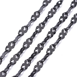 Electrophoresis Black 304 Stainless Steel Dapped Link Chains, Soldered, with Spool, Electrophoresis Black, 5x2.5x1.5mm, about 32.8 Feet(10m)/roll