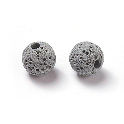 Light Grey Unwaxed Natural Lava Rock Beads, for Perfume Essential Oil Beads, Aromatherapy Beads, Dyed, Round, Light Grey, 8.5mm, Hole: 1.5~2mm