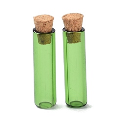 Vert Clair Ornement de bouteilles en liège en verre tube, bouteilles vides en verre, fioles de bricolage pour décorations pendantes, vert clair, 8x35mm