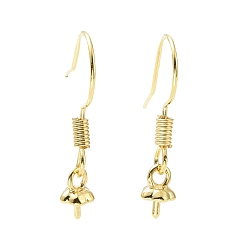 Golden Rack Plating Brass Earring Hooks, for Half Drilled Beads, Long-Lasting Plated, Lead Free & Cadmium Free, Golden, 21mm, 21 Gauge, Pin: 0.7mm and 1mm