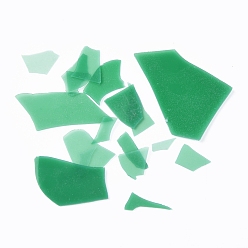 Green COE 90 Fusible Confetti Glass Chips, for DIY Creative Fused Glass Art Pieces, Green, 5.5~62.5x2.5~35x0.1~1.5mm