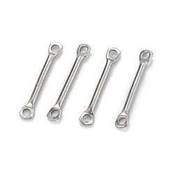 Stainless Steel Color 304 Stainless Steel Link Connectors, Rectangle, Stainless Steel Color, 15x2x1.2mm, Hole: 1.2mm