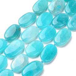Amazonite Natural Amazonite Beads Strands, Oval, 22~24x13.5~15x4.5~6mm, Hole: 1mm, about 16pcs/strand, 16.54''(42cm)