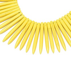 Желтый Синтетические бирюзовые градуированные пряди, форма клыка, желтые, 20~49x4.5~5 мм, отверстие : 1.2 мм, около 99 шт / нитка, 16.9~17.7 дюйм (43~45 см)