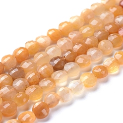 Yellow Aventurine Natural Yellow Aventurine Beads Strands, Faceted, Flat Round, 6~7x4~4.5mm, Hole: 1mm, about 61~64pcs/strand, 14.96 inch(38cm)