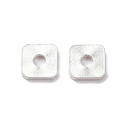 925 Sterling Silver Plated Brass Spacer Beads, Cadmium Free & Lead Free, Square, 925 Sterling Silver Plated, 6x6x1mm, Hole: 2mm