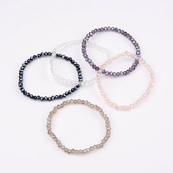 Couleur Mélangete Verre perles bracelets extensibles, couleur mixte, 46mm