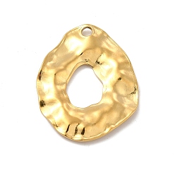 Real 18K Gold Plated Ion Plating(IP) 304 Stainless Steel Pendants, Textured, Irregular Oval Charm, Real 18K Gold Plated, 31x25x2mm, Hole: 2.5mm