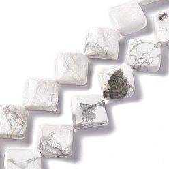 Howlite Natural Howlite Beads Strands, Twisted Rhombus, 19.5~20x19.5~20x5~6mm, side length: 15~16.5mm, Hole: 1.2mm, about 21pcs/strand, 16.02''(40.7cm)