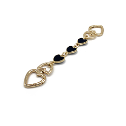 Black Alloy Enamel Heart Bag Strap Extenders, with Swivel Clasps, for Bag Replacement Accessories, Light Gold, Black, 17cm