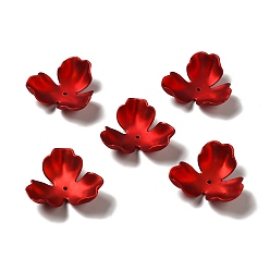 Brique Rouge Capuchons de perles acryliques opaques de style caoutchouté, givré, Flower 3 pétales, firebrick, 26x28x8mm, Trou: 1.5mm