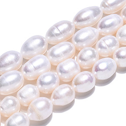 Creamy White Natural Cultured Freshwater Pearl Beads Strands, Rice, Creamy White, 8.5~14.5x8~9mm, Hole: 0.7mm, about 29~36pcs/strand, 13.74 inch~14.96 inch(34.9cm~38cm)