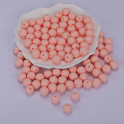 Marron Clair Perles focales rondes en silicone, perles à mâcher pour les jouets de dentition, Diy soins infirmiers colliers faisant, bisque, 15mm, Trou: 2mm