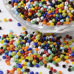 Couleur Mélangete 12/0 couleurs opaques perles de graines de verre rond, couleur mixte, 2~3x1.5~2mm, trou: 0.8~1 mm, environ 4100 PCs / sachet 