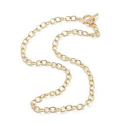 Golden Vacuum Plating 304 Stainless Steel Cable Chain Necklaces, with Toggle Clasps, Golden, 17.99 inch(45.7cm), 6mm