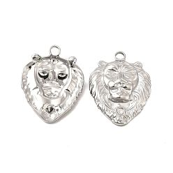 Stainless Steel Color 304 Stainless Steel Pendant Cabochon Settings, Lion, Stainless Steel Color, Tray: 2.5x2mm, 25x20x4mm, Hole: 2.5mm