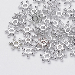 Silver Plating Acrylic Beads, Snowflake, Silver, 8x7x2mm, Hole: 1.5mm, about 25000pcs/500g