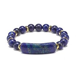 Lapis Lazuli Natural Lapis Lazuli(Dyed) Rectangle Beaded Stretch Bracelet, Gemstone Jewelry for Women, Inner Diameter: 2 inch(5.1cm)