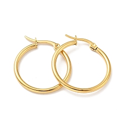 Golden Vacuum Plating 201 Stainless Steel Hoop Earrings with 304 Stainless Steel Pins for Women, Golden, 25x2mm, Pin: 0.6mm